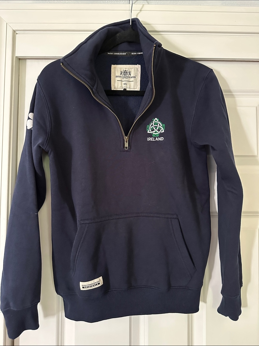Irish Connexxion Half-Zip Kids Pullover Sweatshirt in Navy, Sz XS